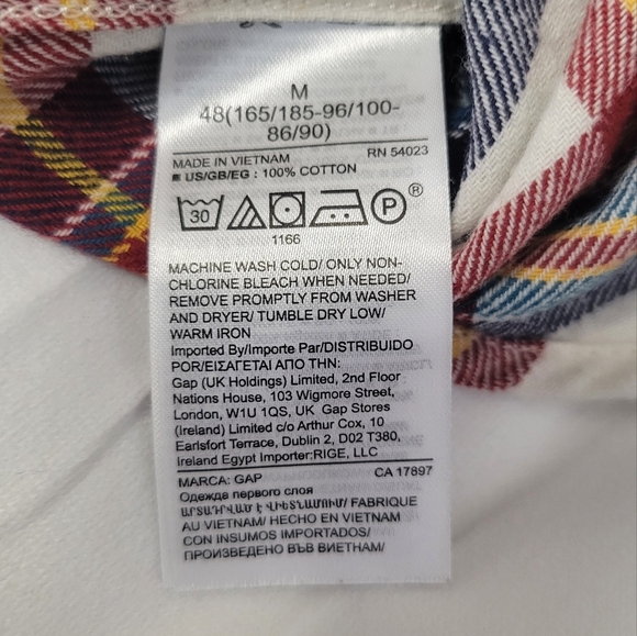 GAP Untucked Long Sleeve Multicolor Plaid Button Down Shirt Top- Men's Size Med - Picture 3 of 8